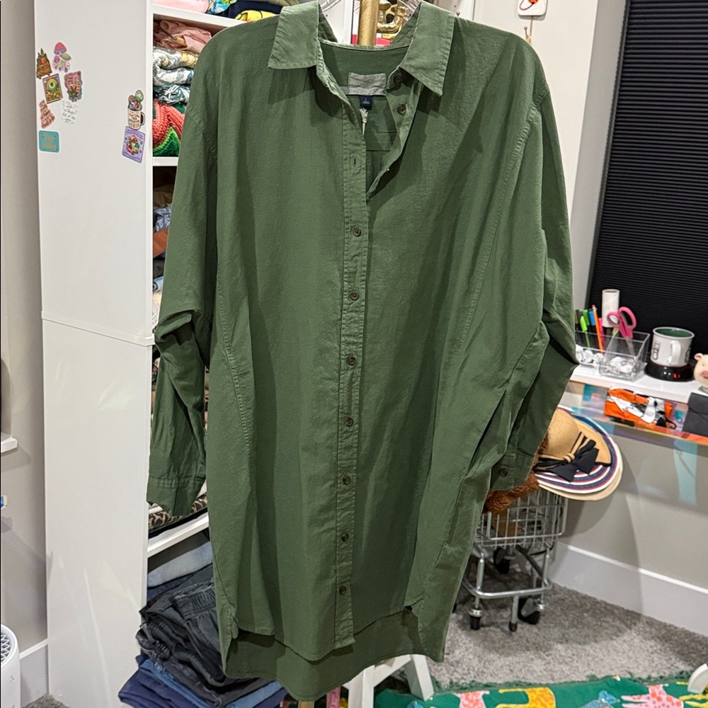 NWT Universal Thread Pocket Dress Button Down Gre… - image 2